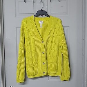 St. John's Bay Quality Apparel Cotton Blend Cardigan Sweater Size Large Like New